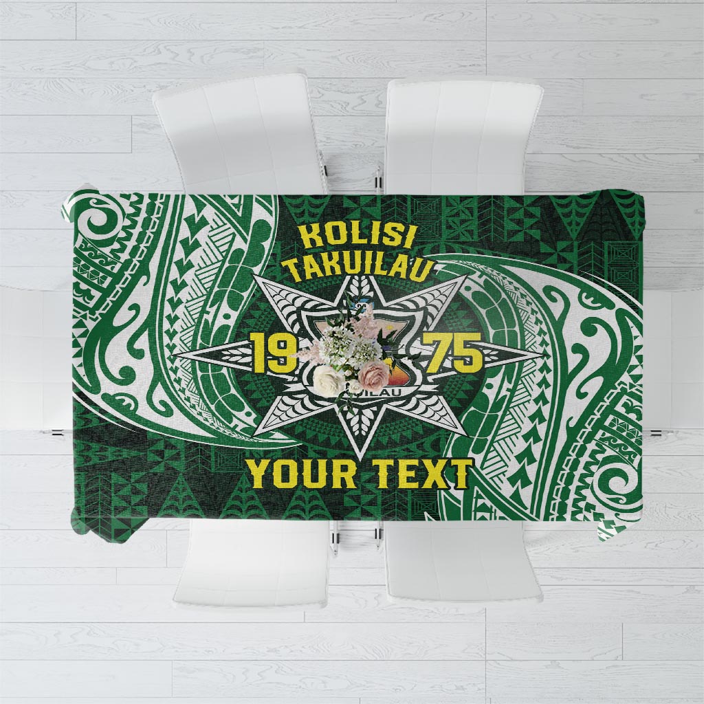 Personalised Tonga Takuilau College Tablecloth Since 1975 Special Kupesi Pattern LT9 Green - Polynesian Pride