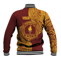 Personalised Tonga Beulah College Baseball Jacket Since 1938 Special Kupesi Pattern LT9 - Polynesian Pride