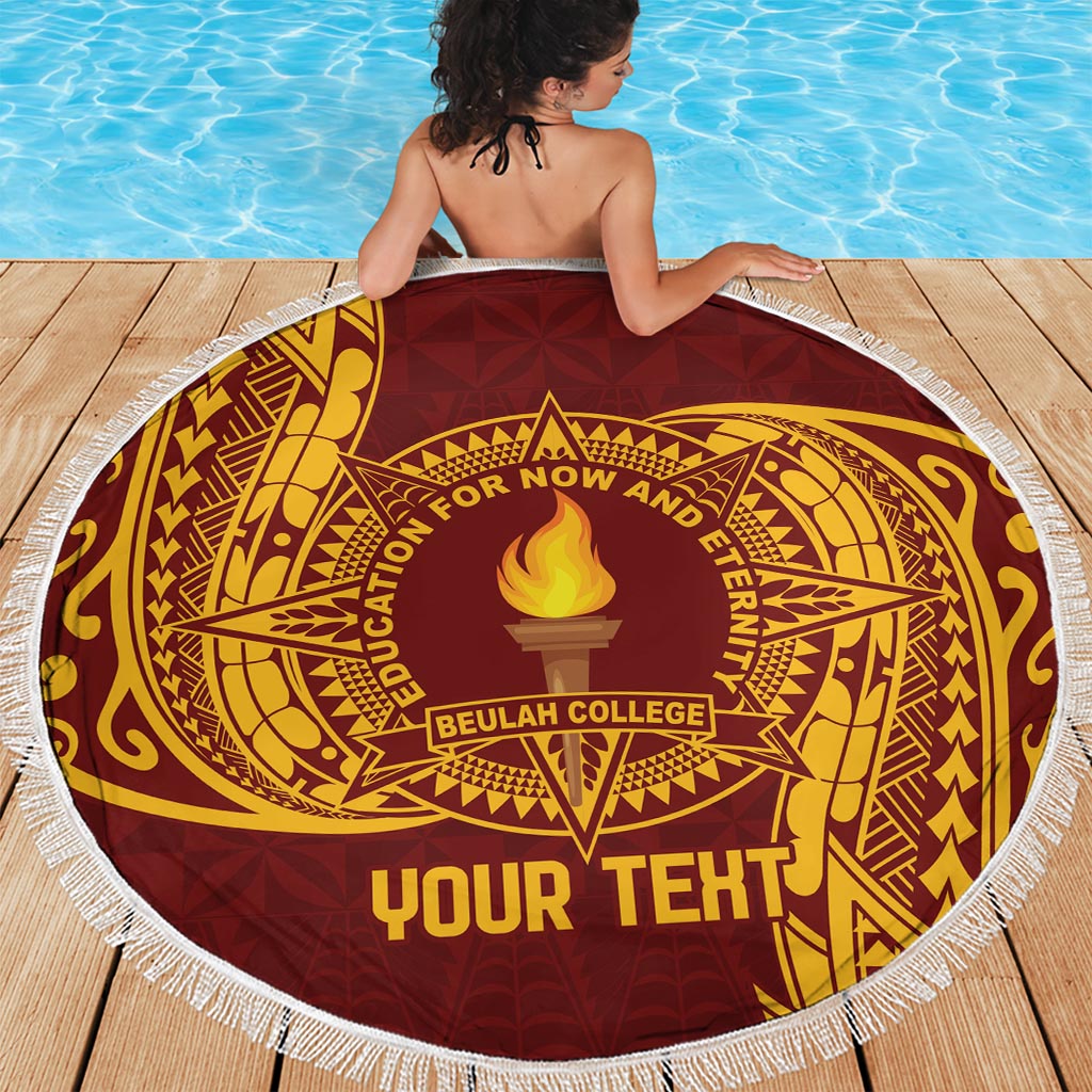 Personalised Tonga Beulah College Beach Blanket Since 1938 Special Kupesi Pattern LT9 - Polynesian Pride