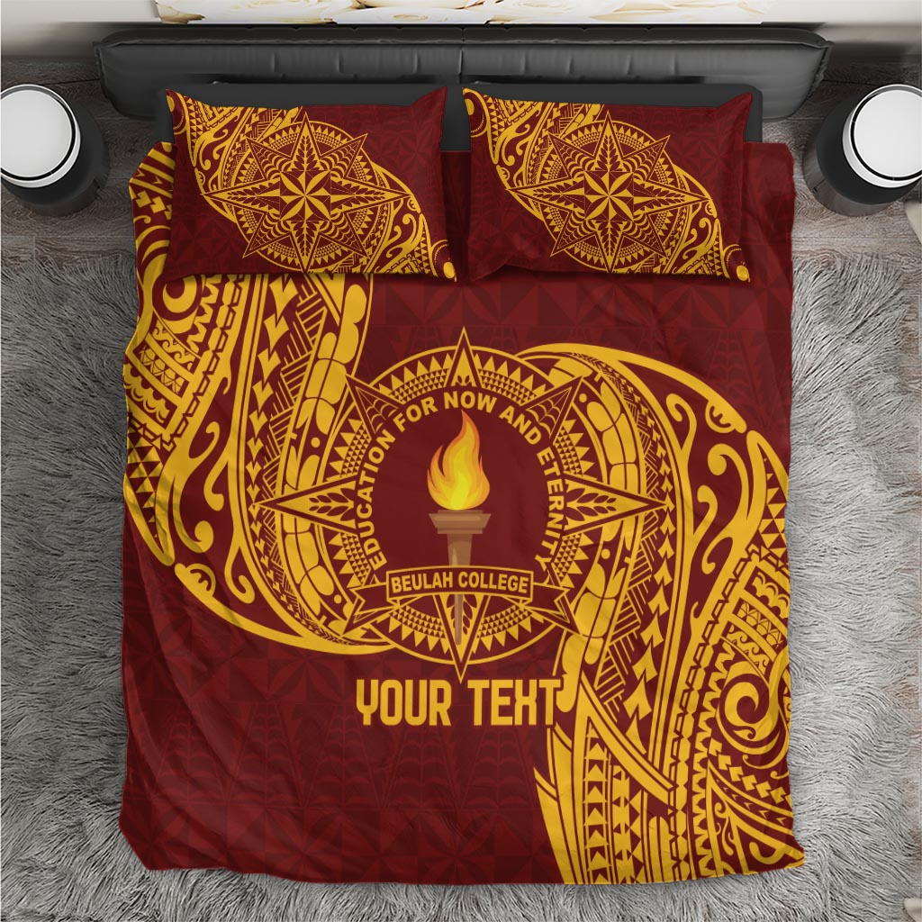 Personalised Tonga Beulah College Bedding Set Since 1938 Special Kupesi Pattern LT9 Gold - Polynesian Pride
