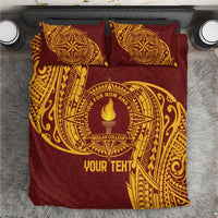 Personalised Tonga Beulah College Bedding Set Since 1938 Special Kupesi Pattern LT9 Gold - Polynesian Pride