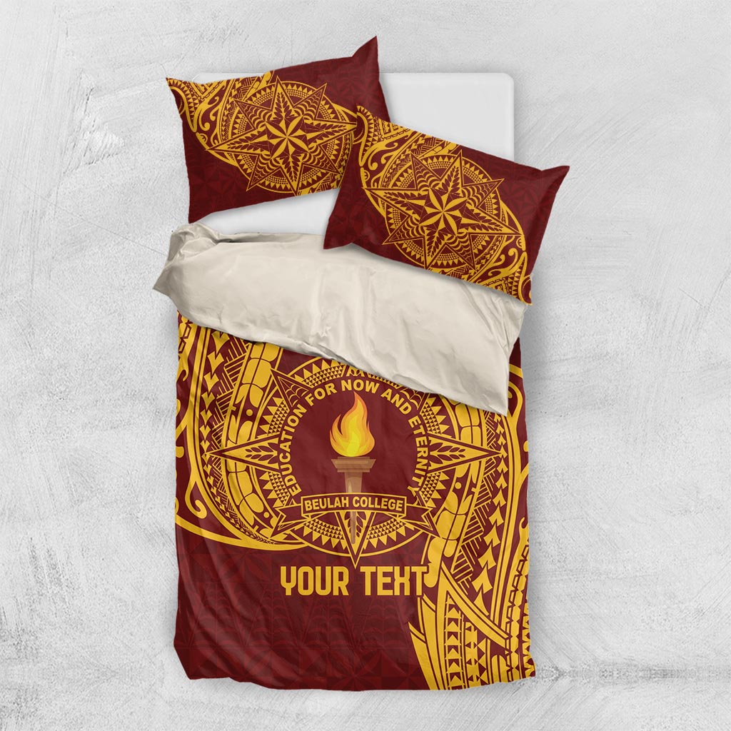 Personalised Tonga Beulah College Bedding Set Since 1938 Special Kupesi Pattern LT9 US Twin 172cm x 218cm Gold - Polynesian Pride
