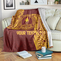 Personalised Tonga Beulah College Blanket Since 1938 Special Kupesi Pattern LT9 Gold - Polynesian Pride