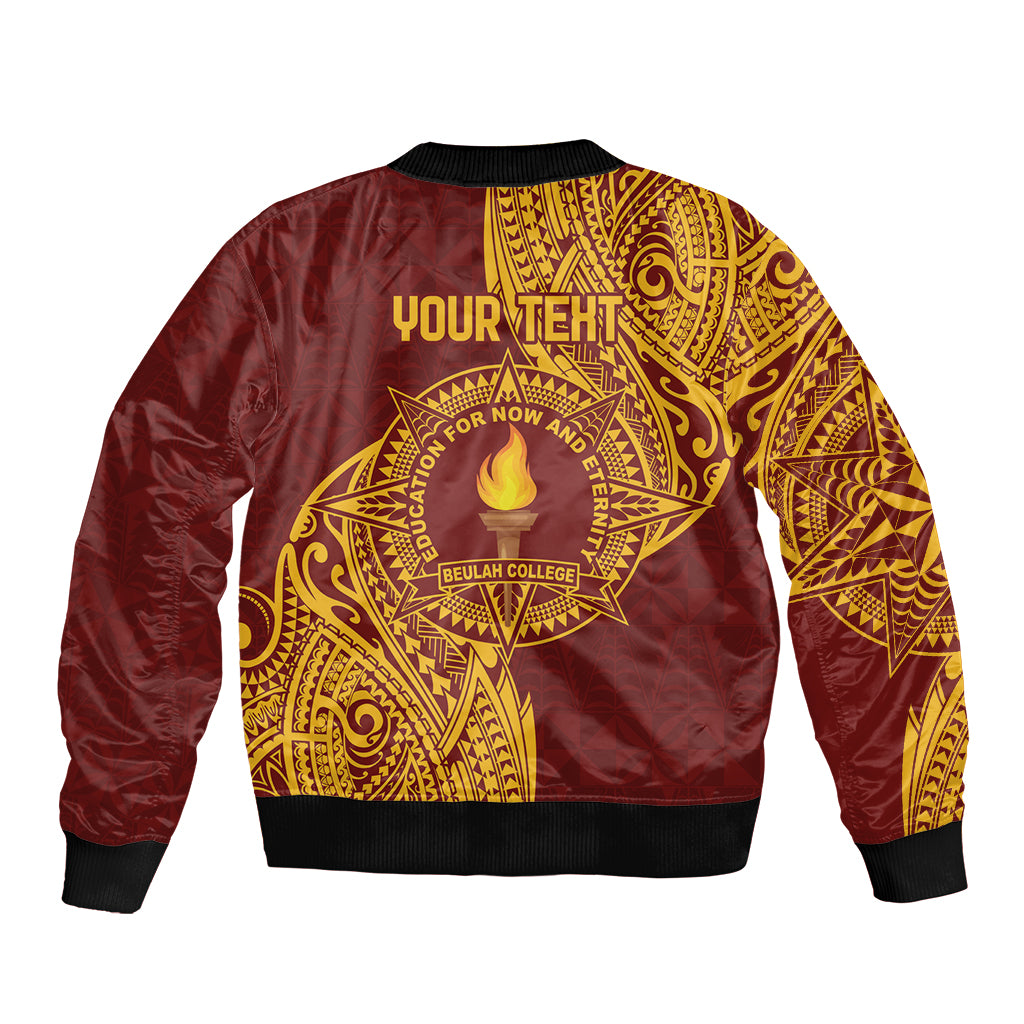 Personalised Tonga Beulah College Bomber Jacket Since 1938 Special Kupesi Pattern LT9 - Polynesian Pride
