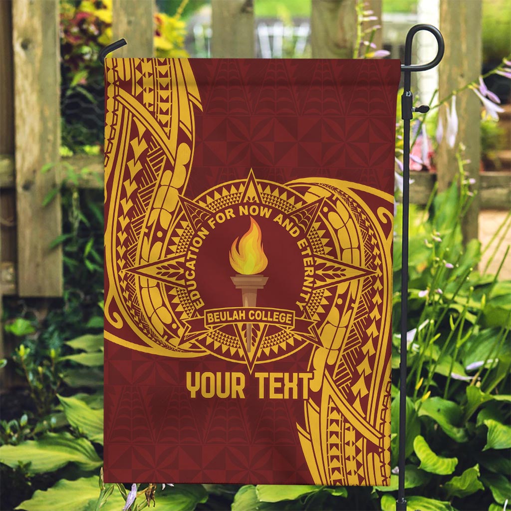 Personalised Tonga Beulah College Garden Flag Since 1938 Special Kupesi Pattern LT9 Garden Flag Gold - Polynesian Pride
