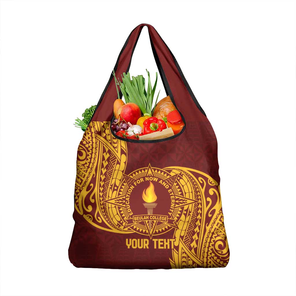 Personalised Tonga Beulah College Grocery Bag Since 1938 Special Kupesi Pattern LT9 1-pack One Size Gold - Polynesian Pride