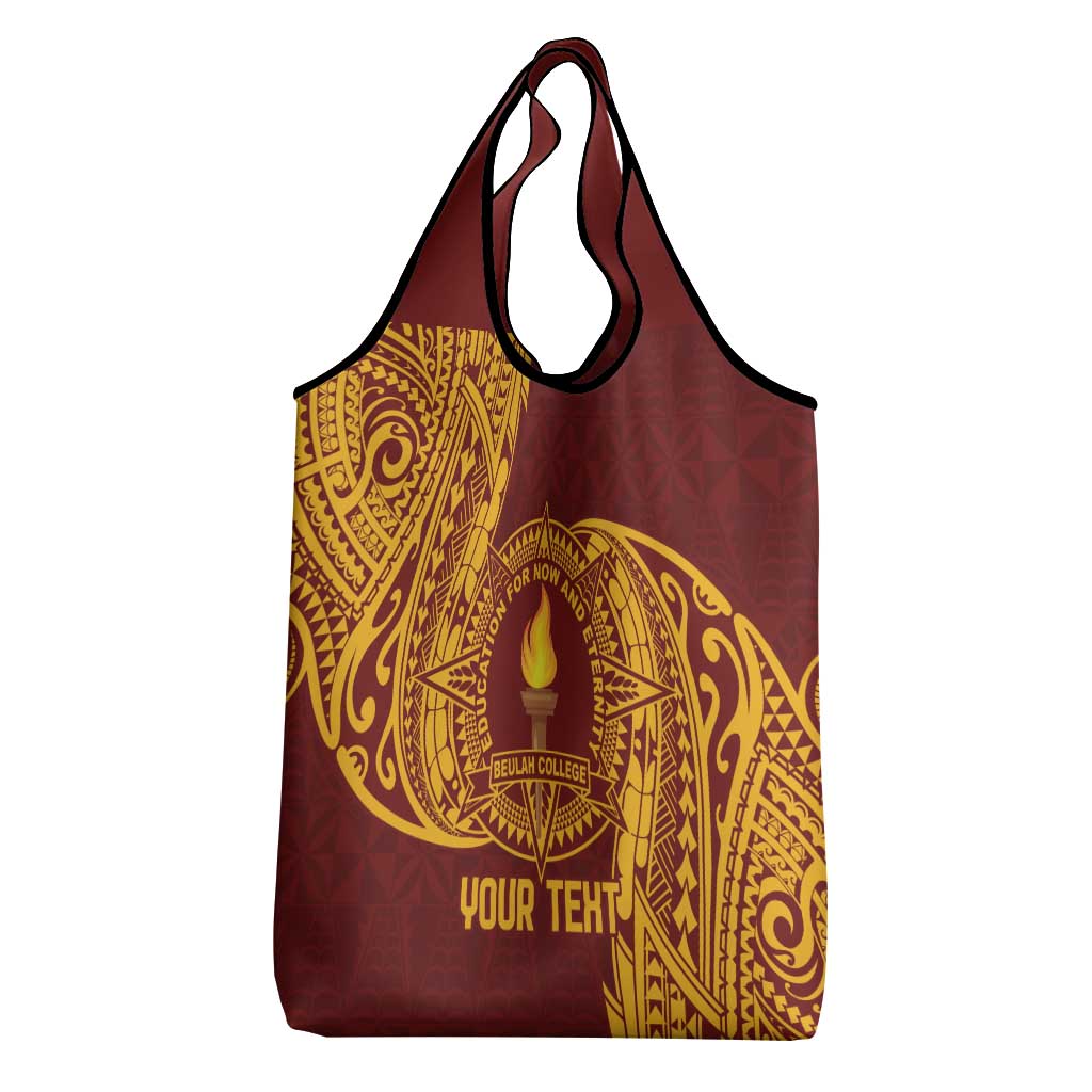 Personalised Tonga Beulah College Grocery Bag Since 1938 Special Kupesi Pattern LT9 - Polynesian Pride