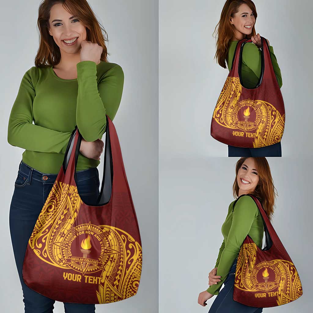 Personalised Tonga Beulah College Grocery Bag Since 1938 Special Kupesi Pattern LT9 - Polynesian Pride