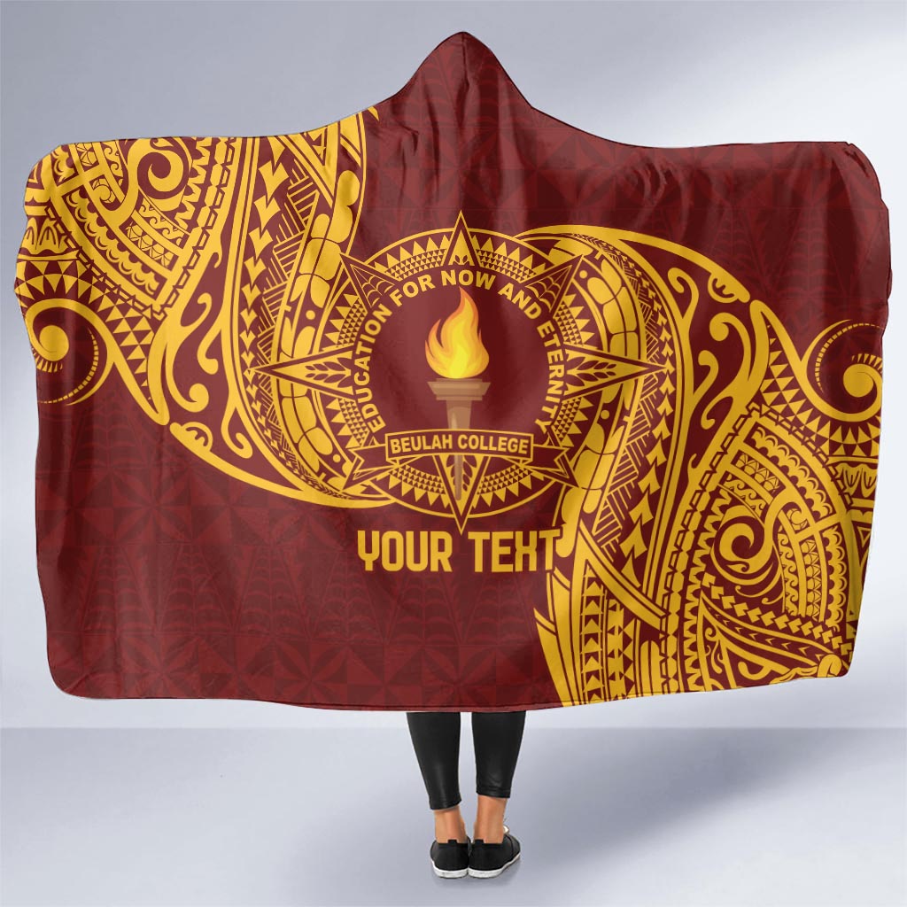 Personalised Tonga Beulah College Hooded Blanket Since 1938 Special Kupesi Pattern LT9 - Polynesian Pride