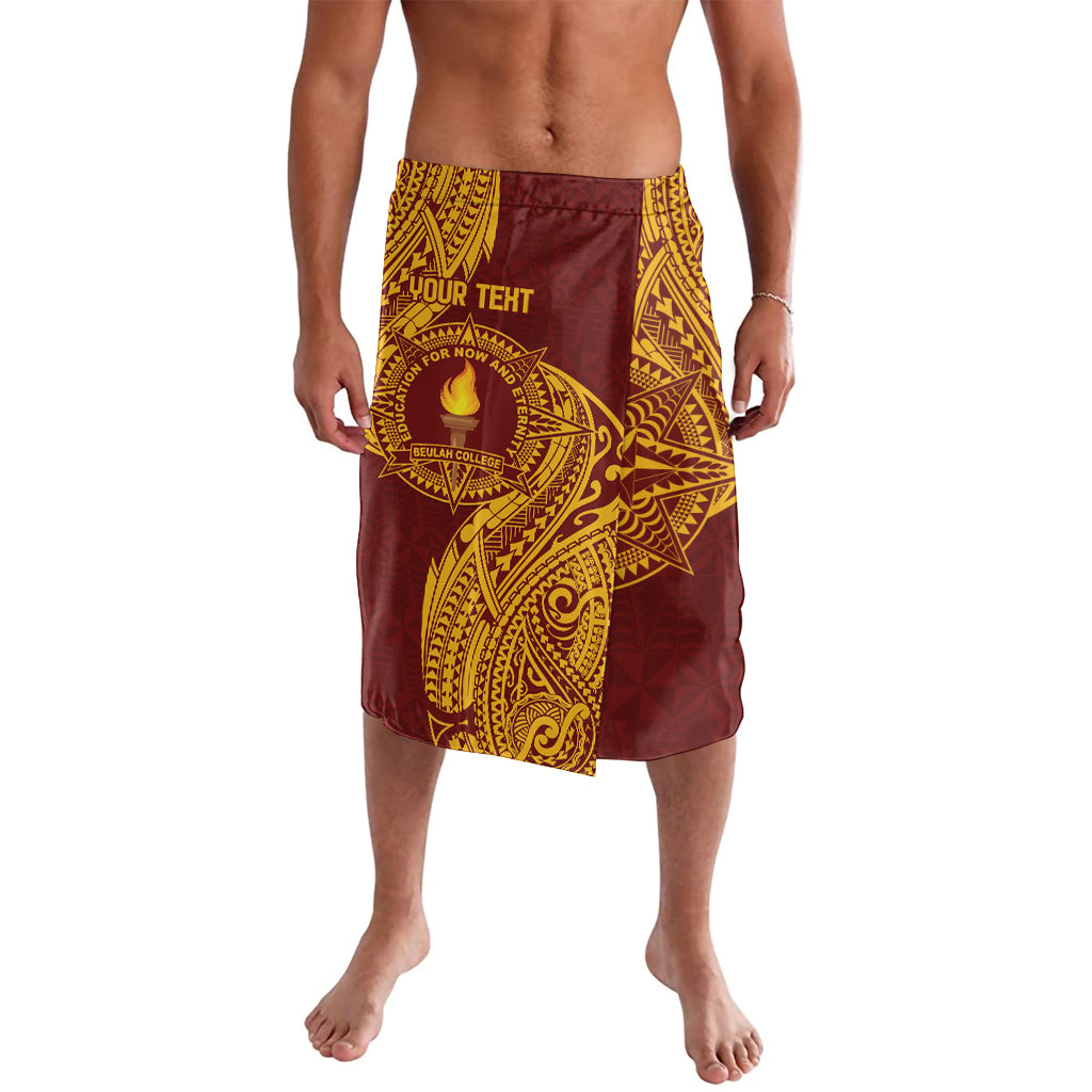 Personalised Tonga Beulah College Lavalava Since 1938 Special Kupesi Pattern LT9 Gold - Polynesian Pride