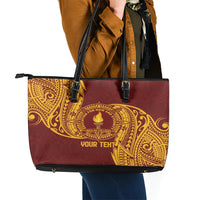 Personalised Tonga Beulah College Leather Tote Bag Since 1938 Special Kupesi Pattern LT9 - Polynesian Pride