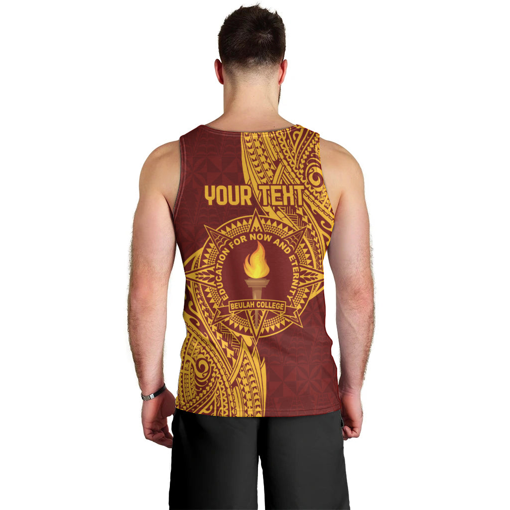 Personalised Tonga Beulah College Men Tank Top Since 1938 Special Kupesi Pattern LT9 - Polynesian Pride