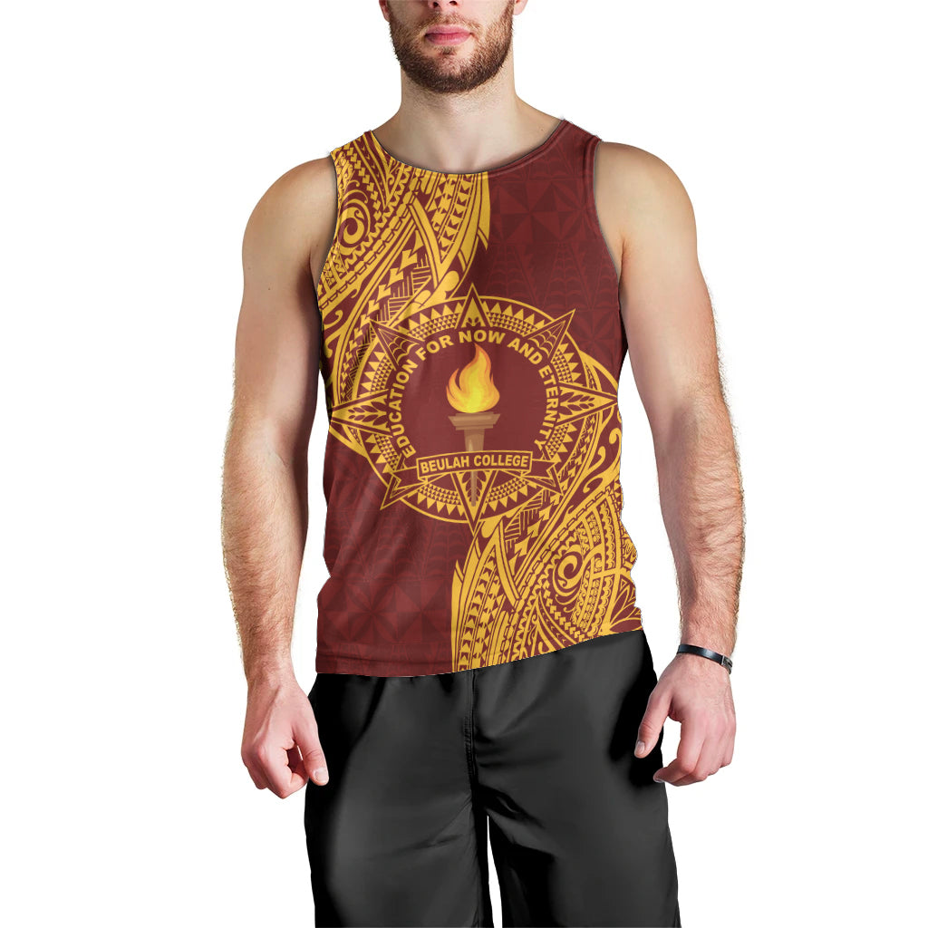 Personalised Tonga Beulah College Men Tank Top Since 1938 Special Kupesi Pattern LT9 - Polynesian Pride