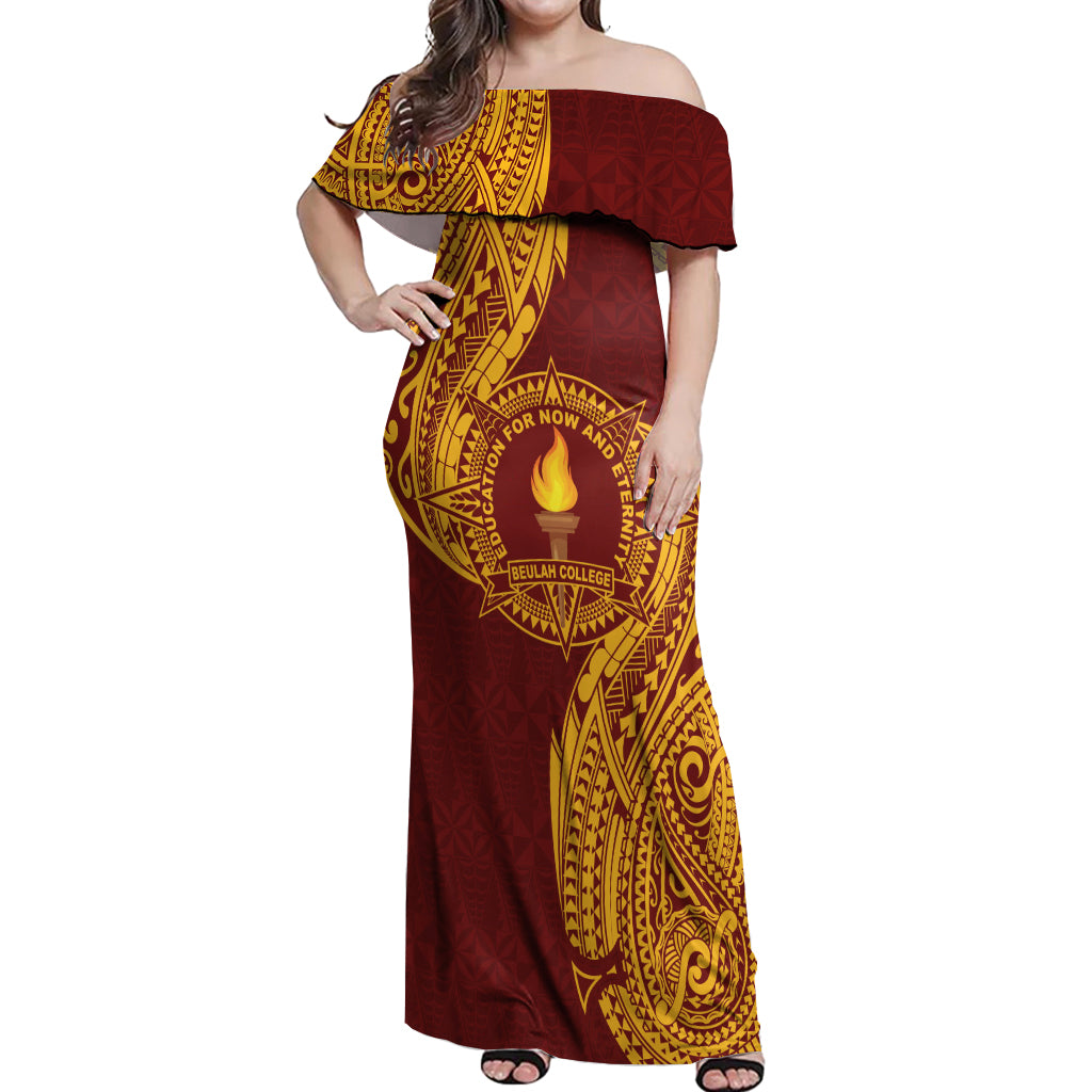 Personalised Tonga Beulah College Off Shoulder Maxi Dress Since 1938 Special Kupesi Pattern