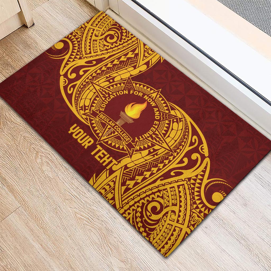 Personalised Tonga Beulah College Rubber Doormat Since 1938 Special Kupesi Pattern LT9 - Polynesian Pride