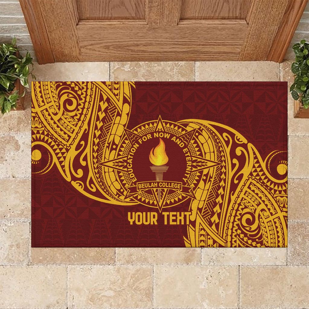 Personalised Tonga Beulah College Rubber Doormat Since 1938 Special Kupesi Pattern LT9 - Polynesian Pride