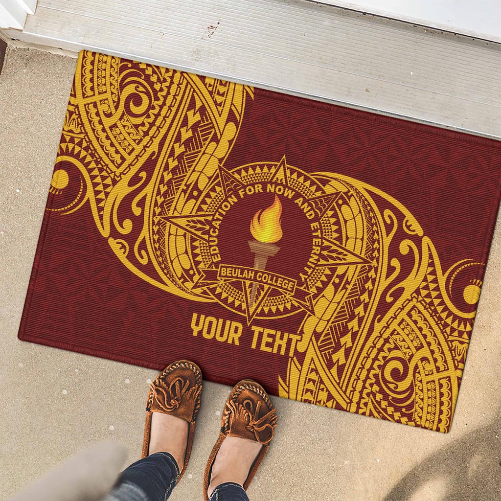 Personalised Tonga Beulah College Rubber Doormat Since 1938 Special Kupesi Pattern LT9 - Polynesian Pride
