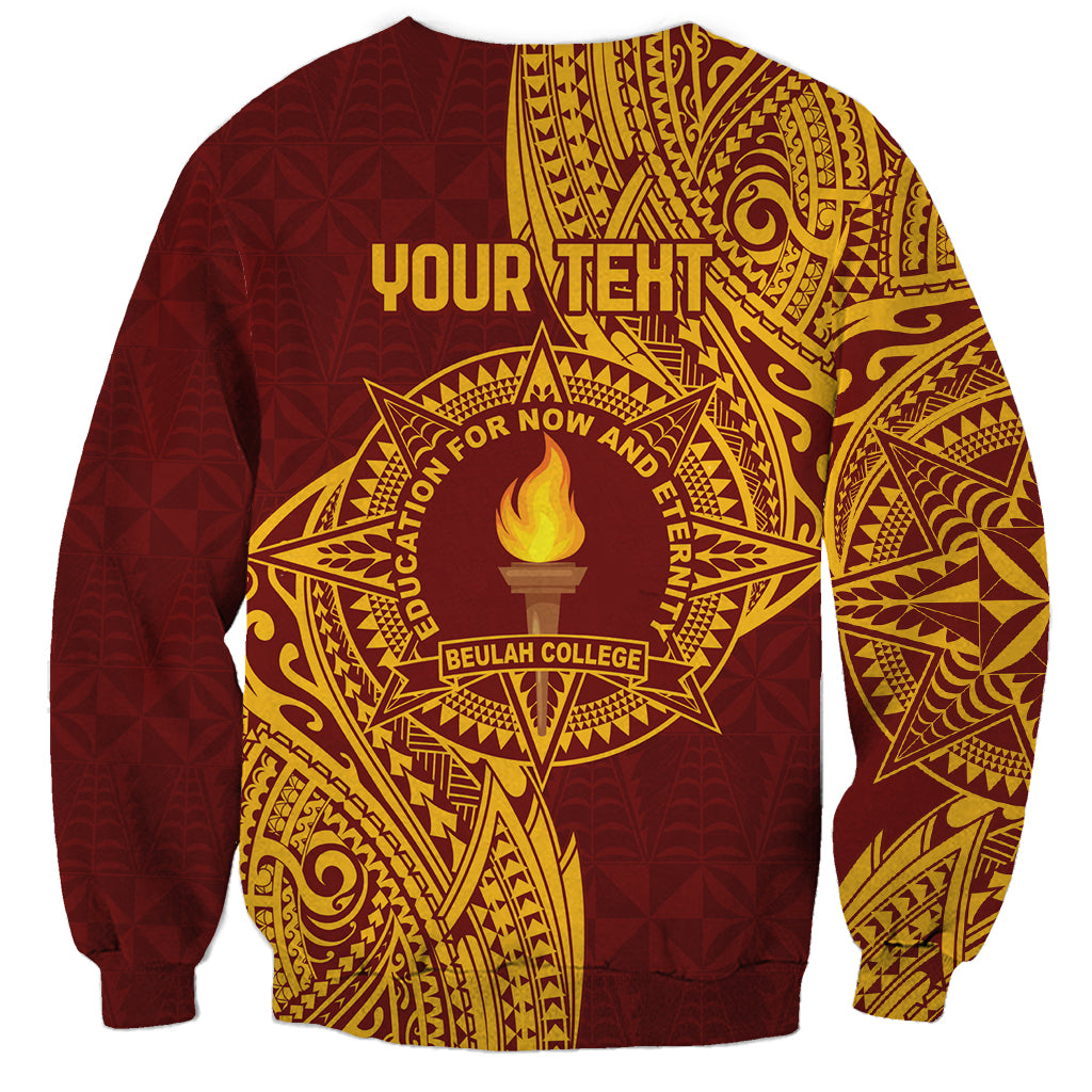 Personalised Tonga Beulah College Sweatshirt Since 1938 Special Kupesi Pattern LT9 - Polynesian Pride