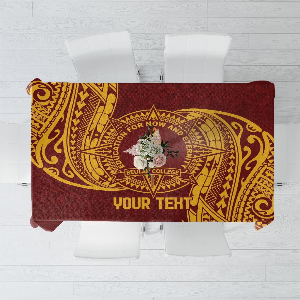 Personalised Tonga Beulah College Tablecloth Since 1938 Special Kupesi Pattern LT9 Gold - Polynesian Pride