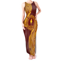 Personalised Tonga Beulah College Tank Maxi Dress Since 1938 Special Kupesi Pattern LT9 Women Gold - Polynesian Pride