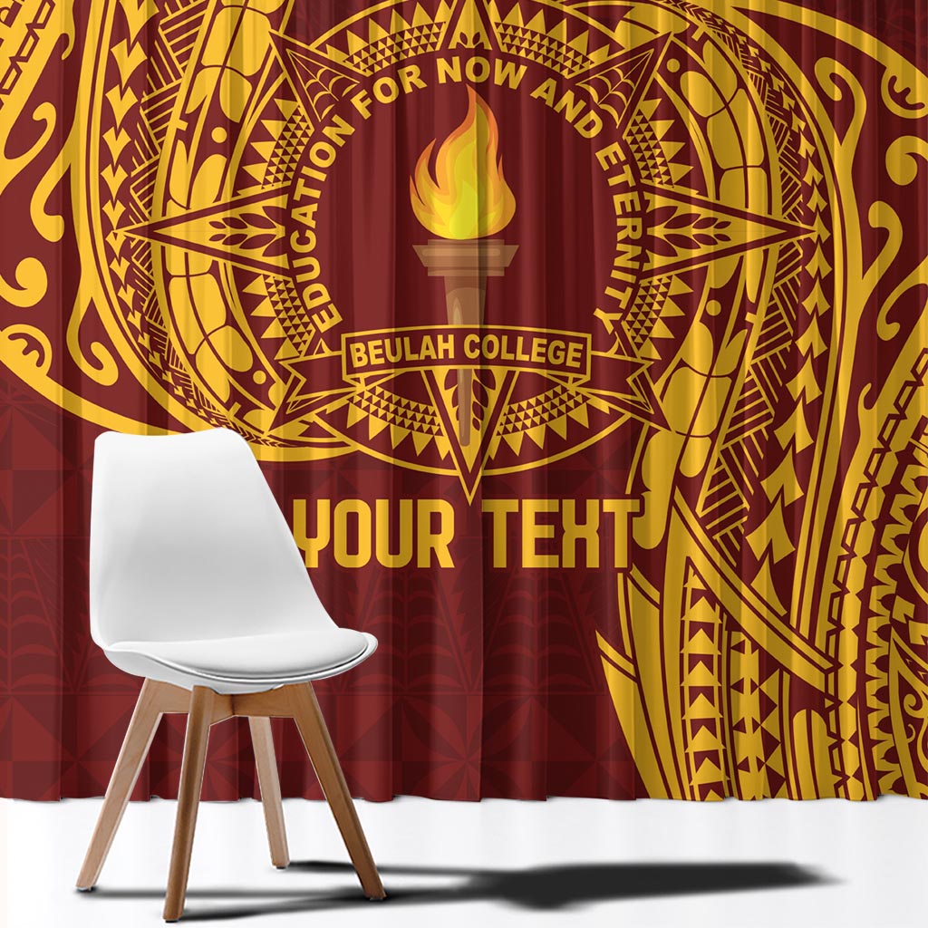 Personalised Tonga Beulah College Window Curtain Since 1938 Special Kupesi Pattern LT9 - Polynesian Pride