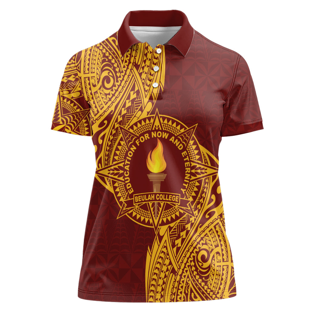 Personalised Tonga Beulah College Women Polo Shirt Since 1938 Special Kupesi Pattern