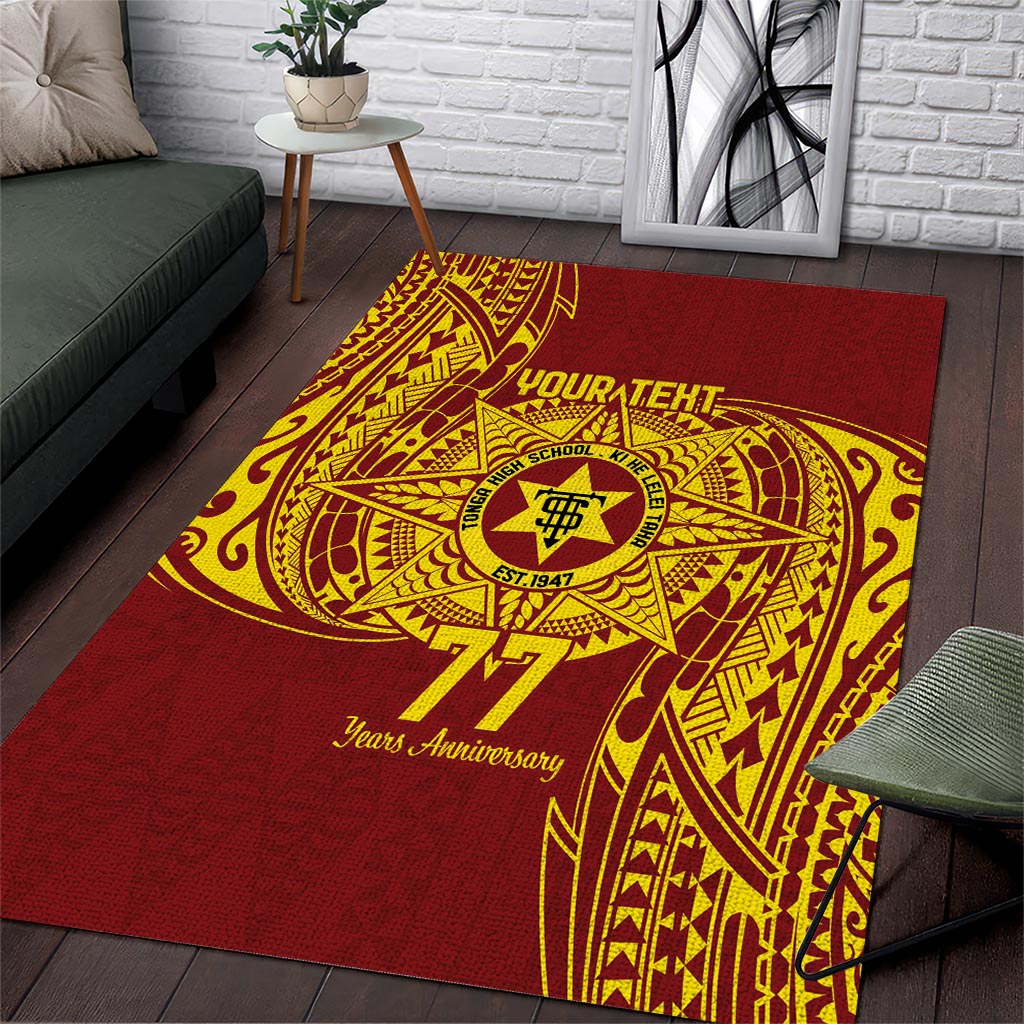 Personalised Tonga High School 77th Anniversary Area Rug Special Kupesi Pattern