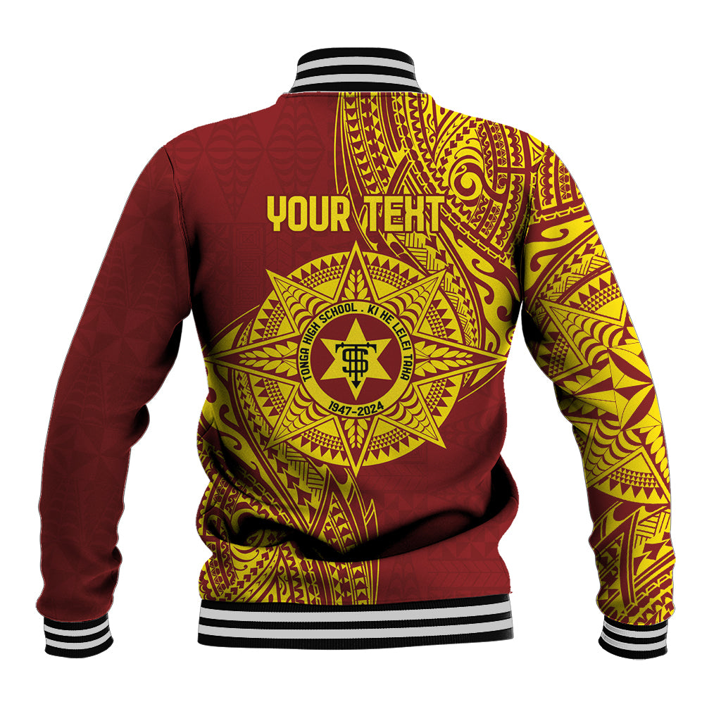 Personalised Tonga High School 77th Anniversary Baseball Jacket Special Kupesi Pattern LT9 - Polynesian Pride