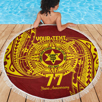 Personalised Tonga High School 77th Anniversary Beach Blanket Special Kupesi Pattern LT9 - Polynesian Pride