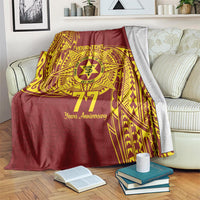 Personalised Tonga High School 77th Anniversary Blanket Special Kupesi Pattern LT9 Gold - Polynesian Pride