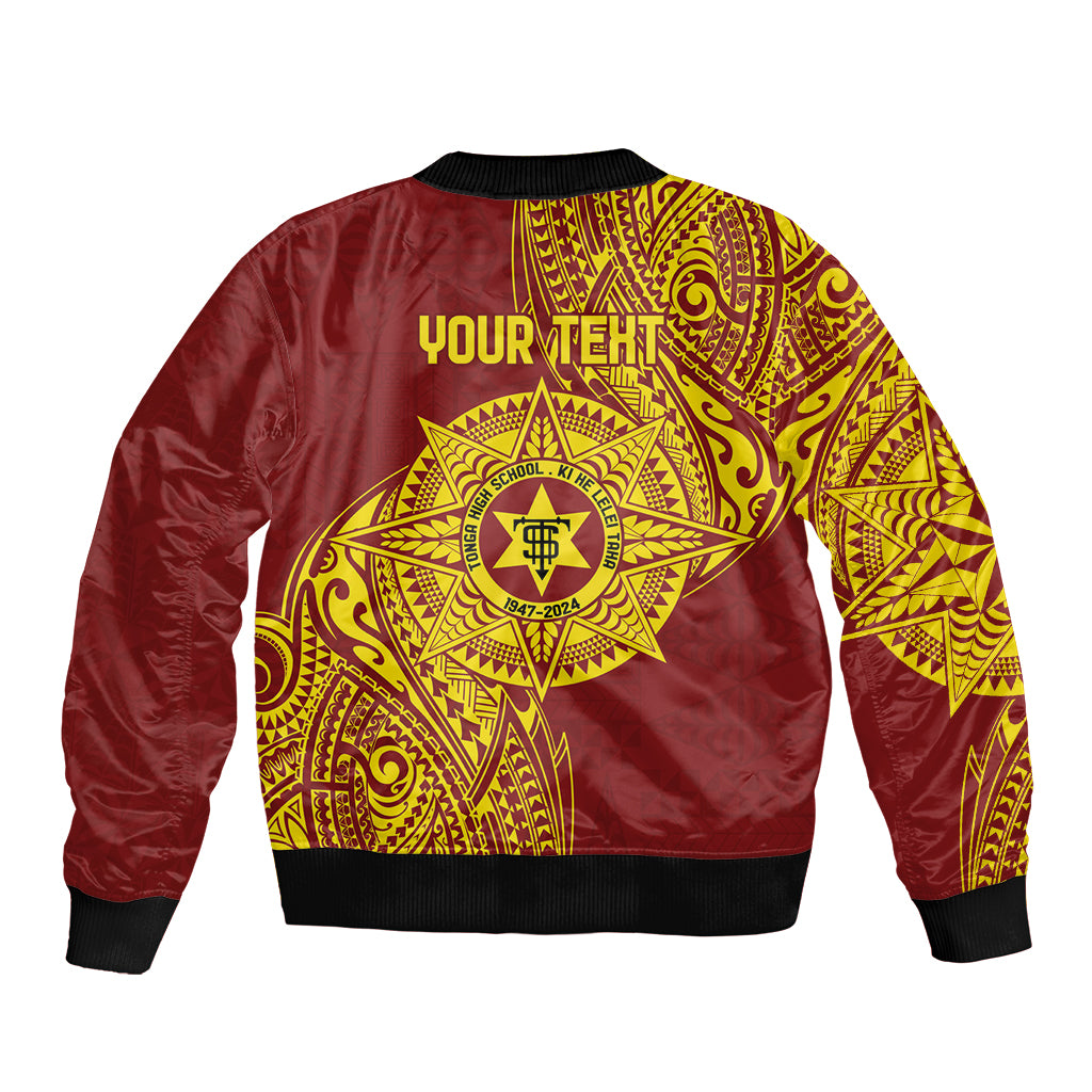 Personalised Tonga High School 77th Anniversary Bomber Jacket Special Kupesi Pattern LT9 - Polynesian Pride