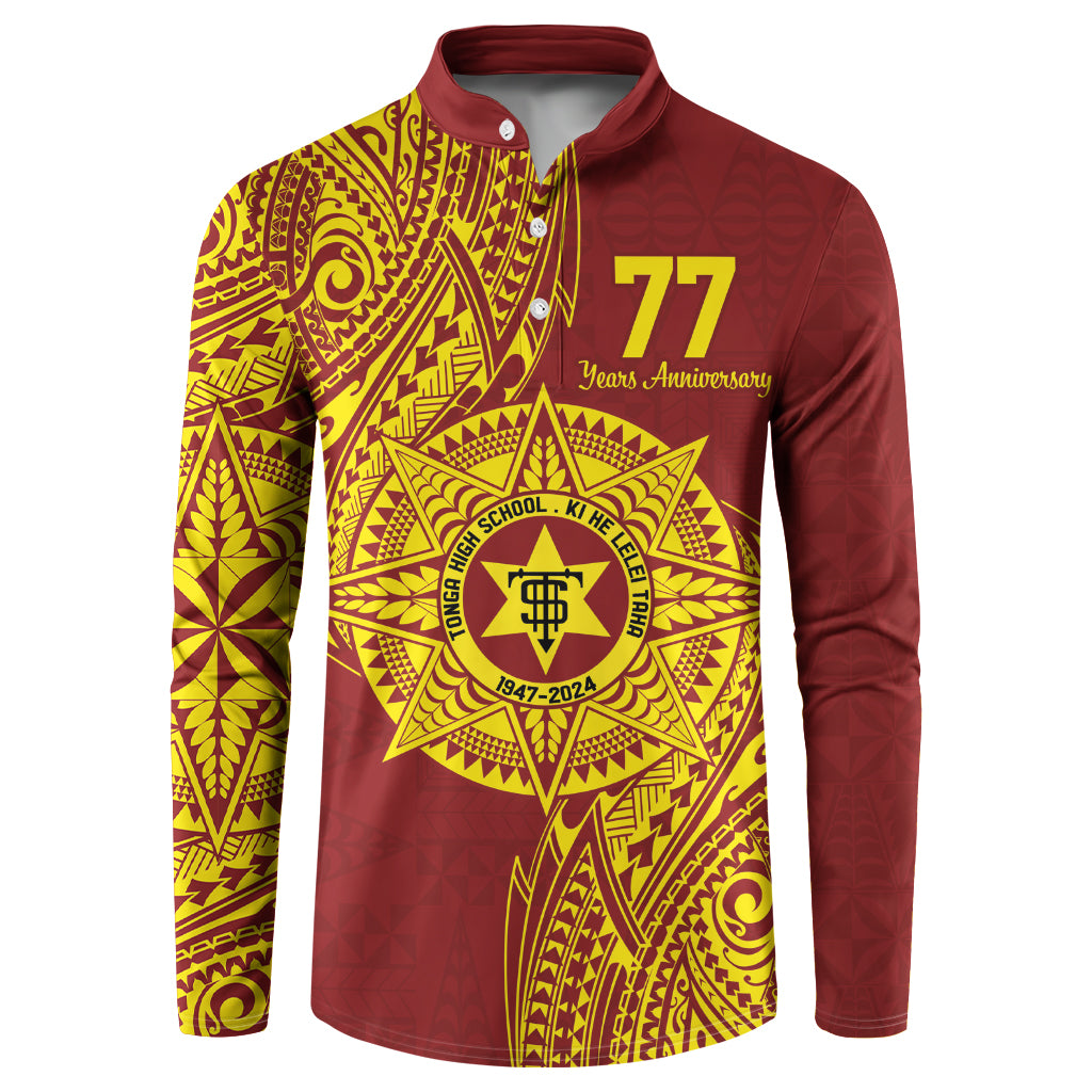 Personalised Tonga High School 77th Anniversary Button Sweatshirt Special Kupesi Pattern LT9 Gold - Polynesian Pride