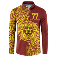 Personalised Tonga High School 77th Anniversary Button Sweatshirt Special Kupesi Pattern LT9 Gold - Polynesian Pride