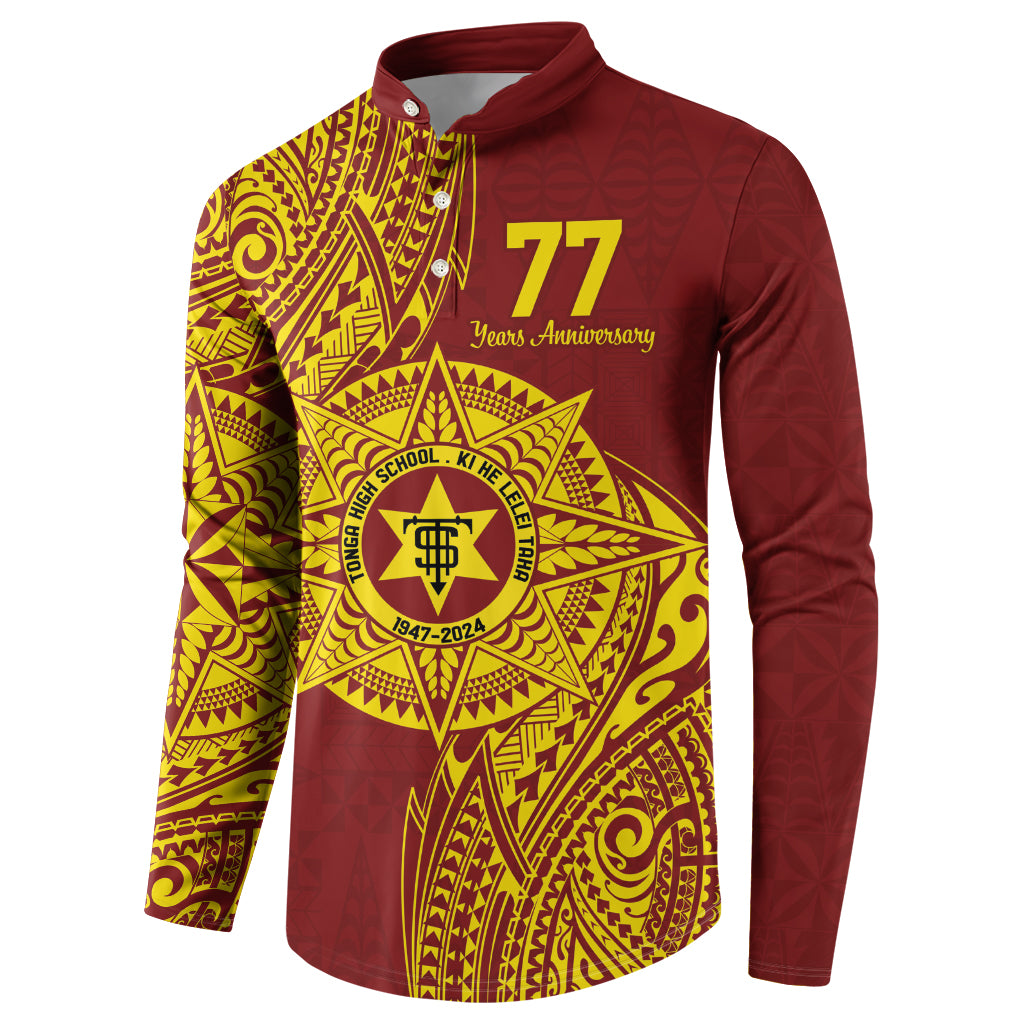 Personalised Tonga High School 77th Anniversary Button Sweatshirt Special Kupesi Pattern LT9 - Polynesian Pride