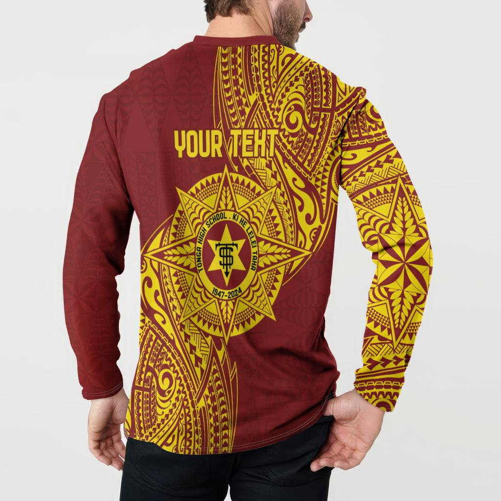 Personalised Tonga High School 77th Anniversary Button Sweatshirt Special Kupesi Pattern LT9 - Polynesian Pride