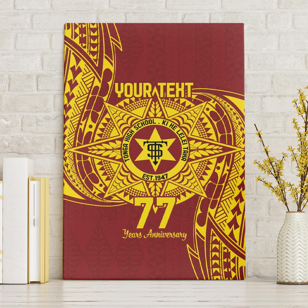 Personalised Tonga High School 77th Anniversary Canvas Wall Art Special Kupesi Pattern LT9 Without Frame Gold - Polynesian Pride