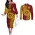 Personalised Tonga High School 77th Anniversary Couples Matching Off The Shoulder Long Sleeve Dress and Long Sleeve Button Shirt Special Kupesi Pattern