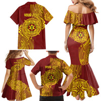 Personalised Tonga High School 77th Anniversary Family Matching Mermaid Dress and Hawaiian Shirt Special Kupesi Pattern LT9 - Polynesian Pride