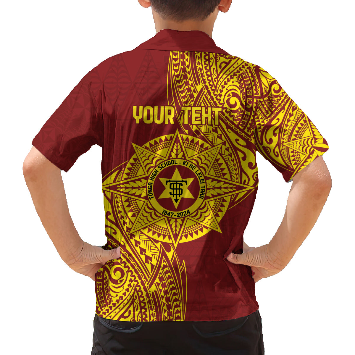 Personalised Tonga High School 77th Anniversary Family Matching Off The Shoulder Long Sleeve Dress and Hawaiian Shirt Special Kupesi Pattern