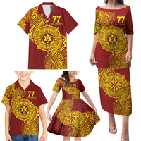 Personalised Tonga High School 77th Anniversary Family Matching Puletasi and Hawaiian Shirt Special Kupesi Pattern LT9 - Polynesian Pride