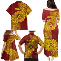 Personalised Tonga High School 77th Anniversary Family Matching Puletasi and Hawaiian Shirt Special Kupesi Pattern LT9 - Polynesian Pride