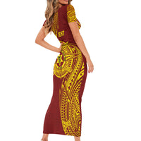 Personalised Tonga High School 77th Anniversary Family Matching Short Sleeve Bodycon Dress and Hawaiian Shirt Special Kupesi Pattern LT9 - Polynesian Pride
