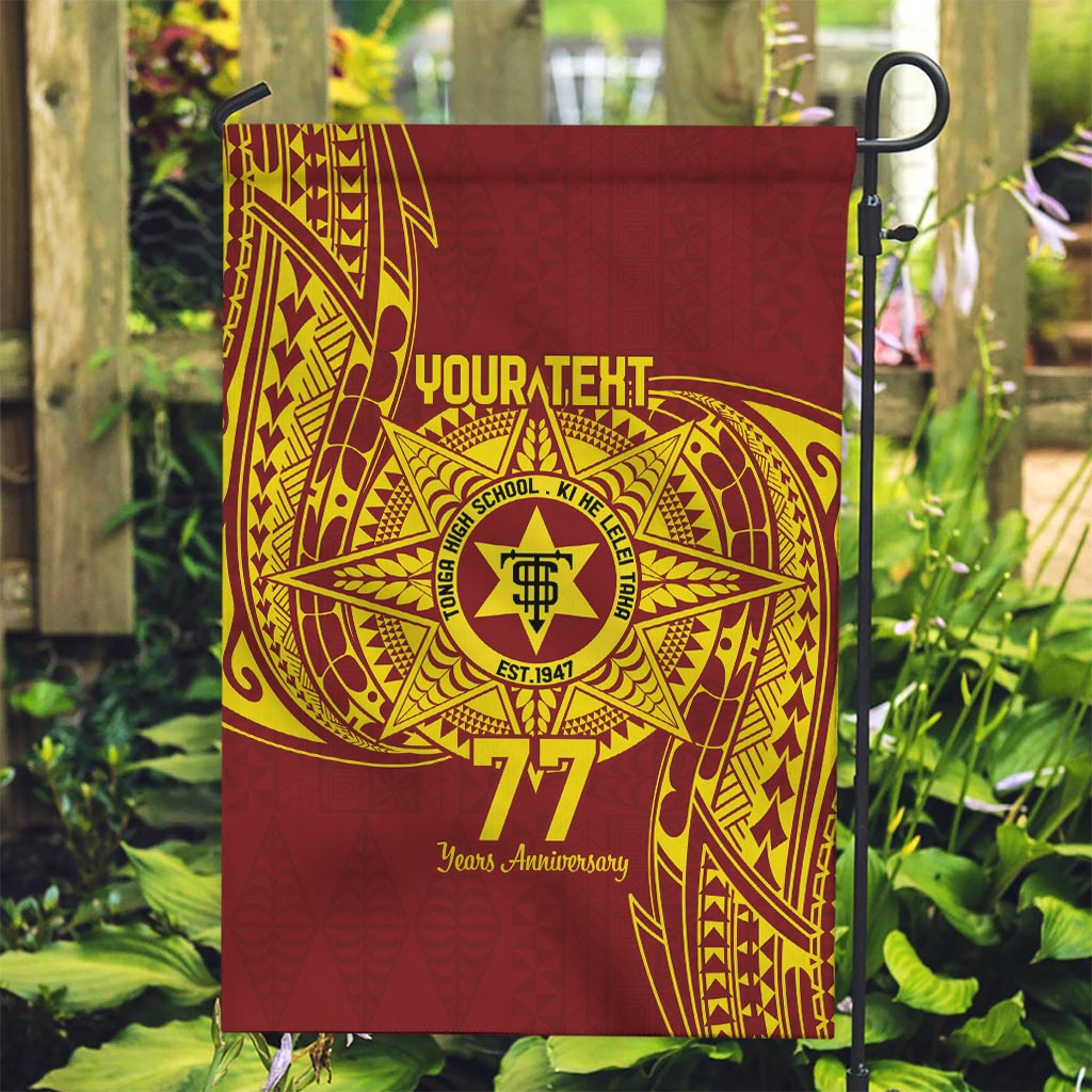 Personalised Tonga High School 77th Anniversary Garden Flag Special Kupesi Pattern LT9 Garden Flag Gold - Polynesian Pride