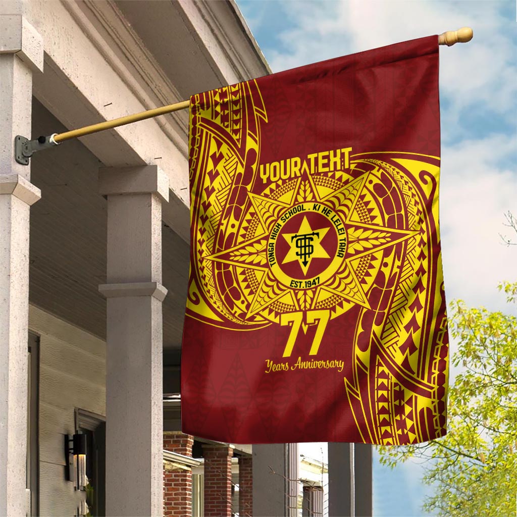 Personalised Tonga High School 77th Anniversary Garden Flag Special Kupesi Pattern LT9 House Flag Gold - Polynesian Pride