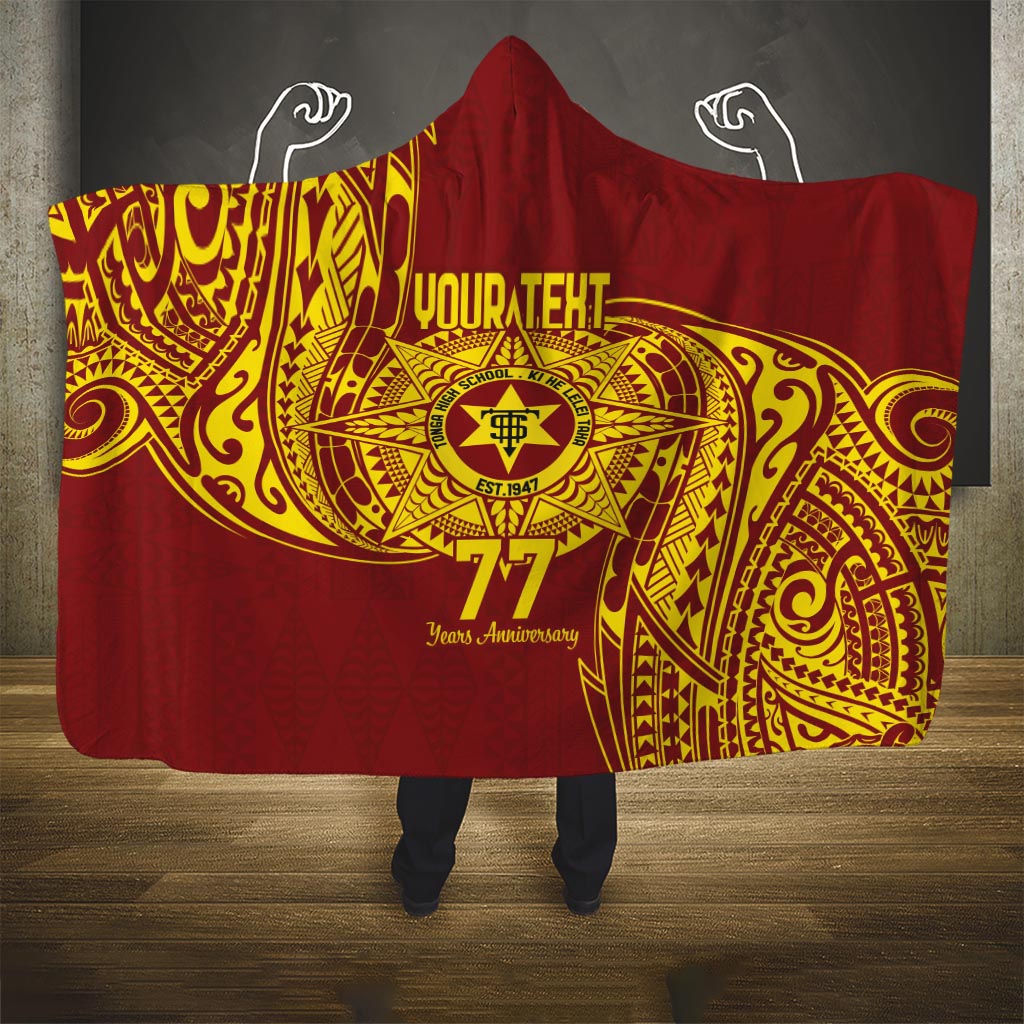 Personalised Tonga High School 77th Anniversary Hooded Blanket Special Kupesi Pattern LT9 One Size Gold - Polynesian Pride