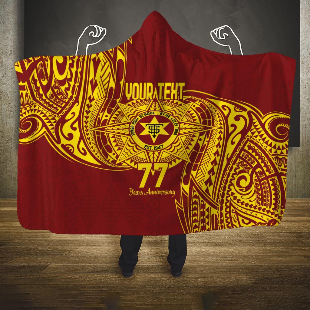 Personalised Tonga High School 77th Anniversary Hooded Blanket Special Kupesi Pattern
