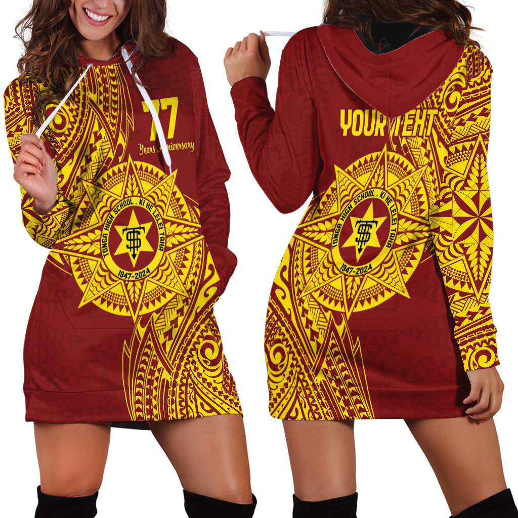 Personalised Tonga High School 77th Anniversary Hoodie Dress Special Kupesi Pattern LT9 - Polynesian Pride