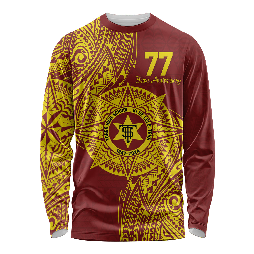 Personalised Tonga High School 77th Anniversary Long Sleeve Shirt Special Kupesi Pattern