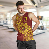 Personalised Tonga High School 77th Anniversary Men Tank Top Special Kupesi Pattern LT9 Gold - Polynesian Pride