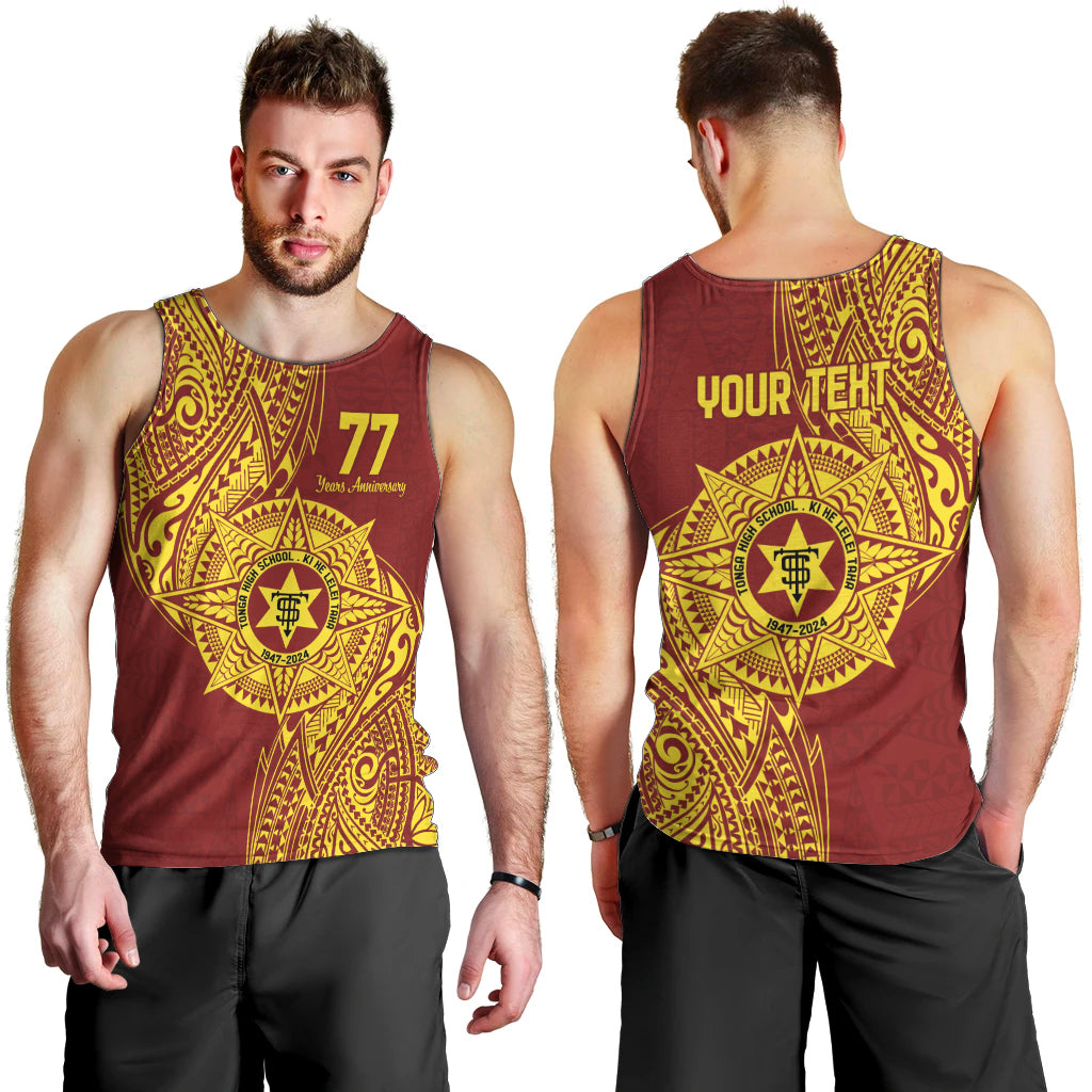 Personalised Tonga High School 77th Anniversary Men Tank Top Special Kupesi Pattern LT9 - Polynesian Pride